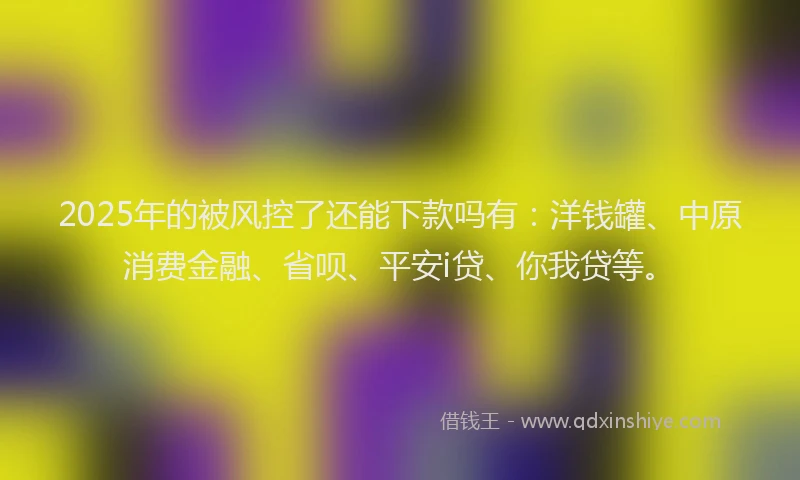 2025年的被风控了还能下款吗有：洋钱罐、中原消费金融、省呗、平安i贷、你我贷等。