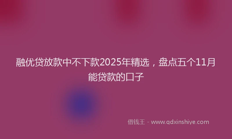 融优贷放款中不下款2025年精选，盘点五个11月能贷款的口子