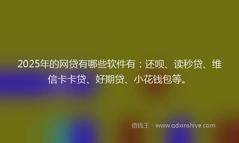 2025年的网贷有哪些软件有：还呗、读秒贷、维信卡卡贷、好期贷、小花钱包等。