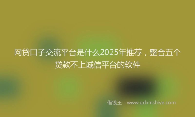 网贷口子交流平台是什么2025年推荐，整合五个贷款不上诚信平台的软件