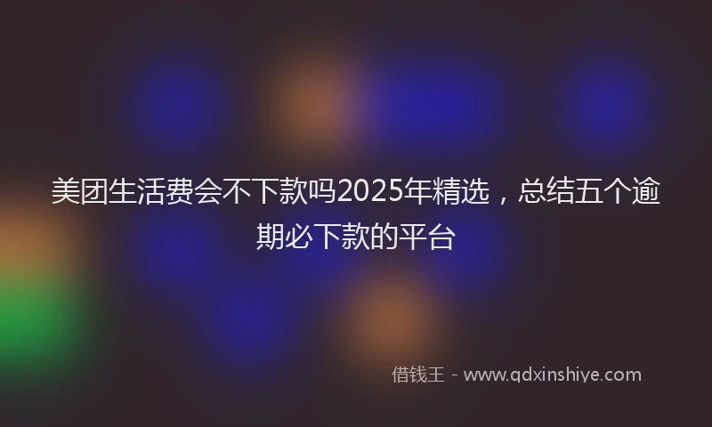 美团生活费会不下款吗2025年精选，总结五个逾期必下款的平台