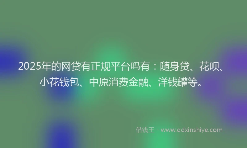 2025年的网贷有正规平台吗有：随身贷、花呗、小花钱包、中原消费金融、洋钱罐等。
