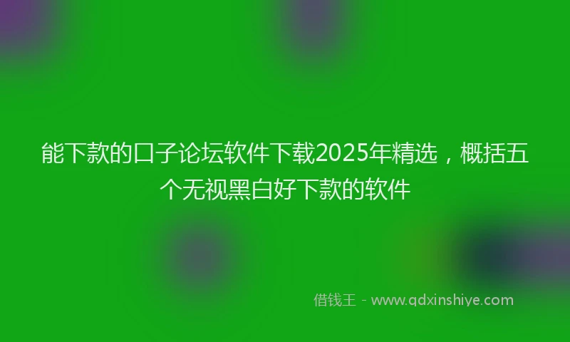 能下款的口子论坛软件下载2025年精选，概括五个无视黑白好下款的软件