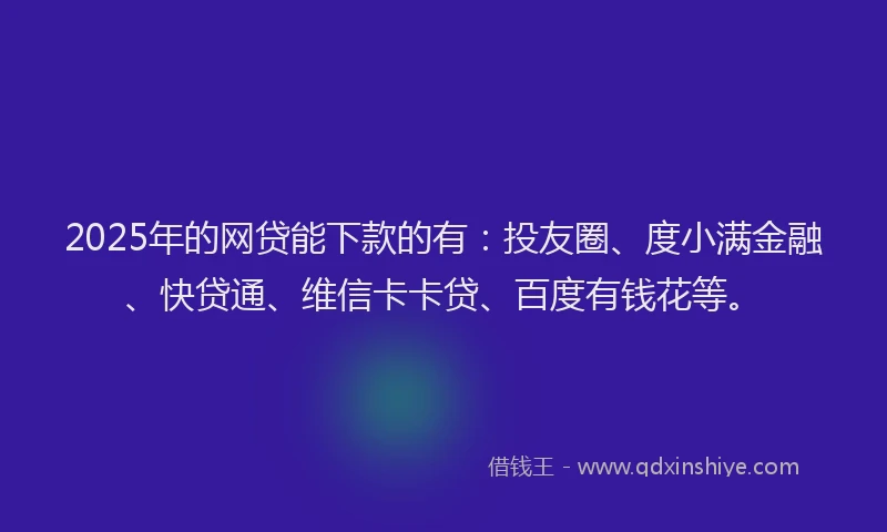 2025年的网贷能下款的有：投友圈、度小满金融、快贷通、维信卡卡贷、百度有钱花等。