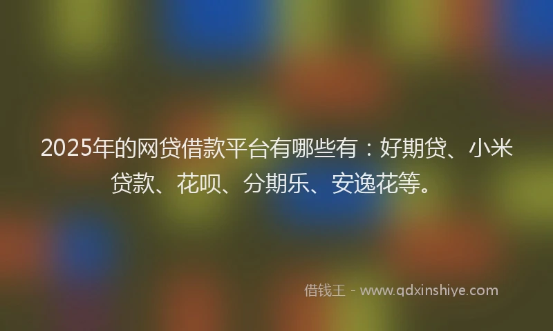 2025年的网贷借款平台有哪些有：好期贷、小米贷款、花呗、分期乐、安逸花等。