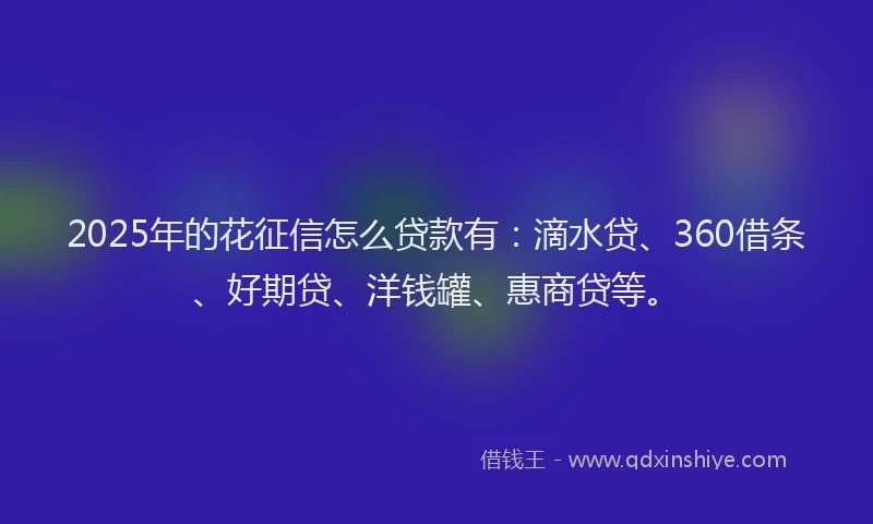 2025年的花征信怎么贷款有：滴水贷、360借条、好期贷、洋钱罐、惠商贷等。