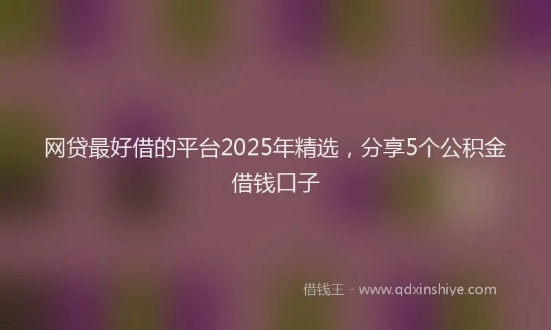 网贷最好借的平台2025年精选，分享5个公积金借钱口子