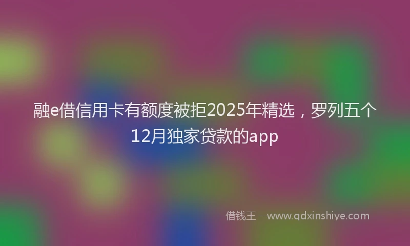 融e借信用卡有额度被拒2025年精选，罗列五个12月独家贷款的app