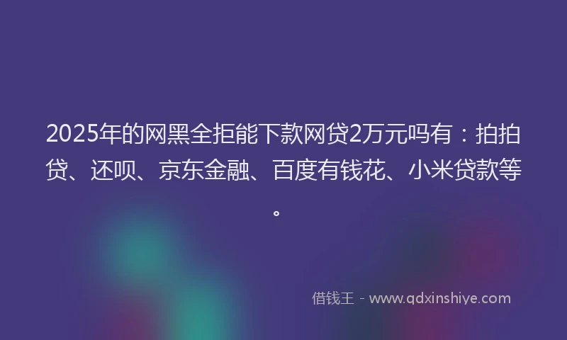 2025年的网黑全拒能下款网贷2万元吗有：拍拍贷、还呗、京东金融、百度有钱花、小米贷款等。