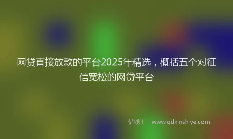 网贷直接放款的平台2025年精选，概括五个对征信宽松的网贷平台
