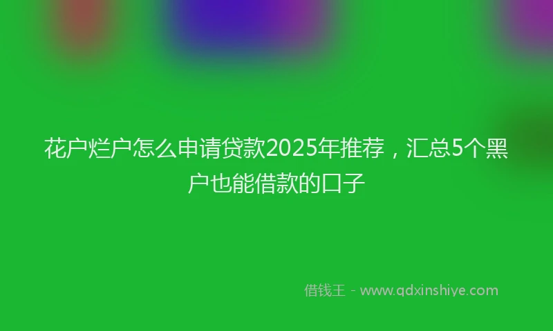花户烂户怎么申请贷款2025年推荐，汇总5个黑户也能借款的口子