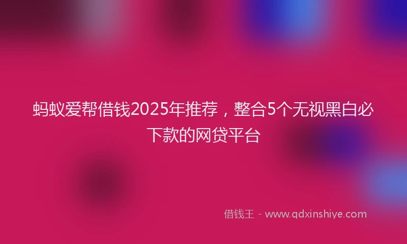 蚂蚁爱帮借钱2025年推荐，整合5个无视黑白必下款的网贷平台