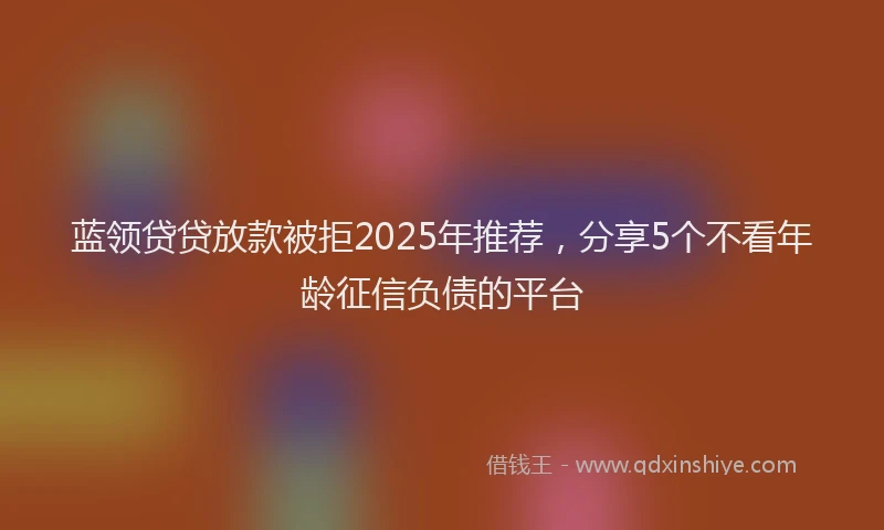 蓝领贷贷放款被拒2025年推荐，分享5个不看年龄征信负债的平台