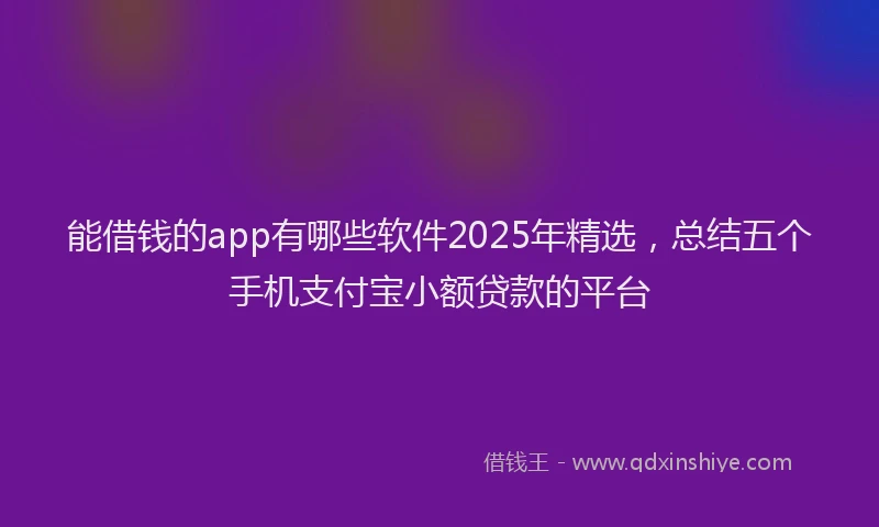 能借钱的app有哪些软件2025年精选，总结五个手机支付宝小额贷款的平台