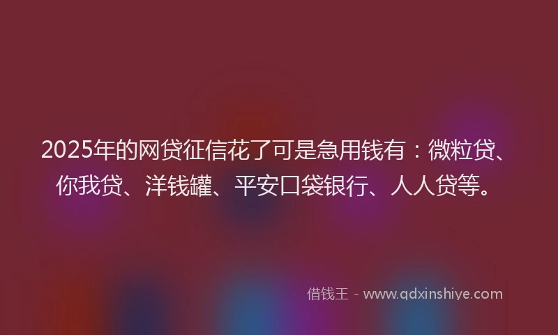 2025年的网贷征信花了可是急用钱有：微粒贷、你我贷、洋钱罐、平安口袋银行、人人贷等。