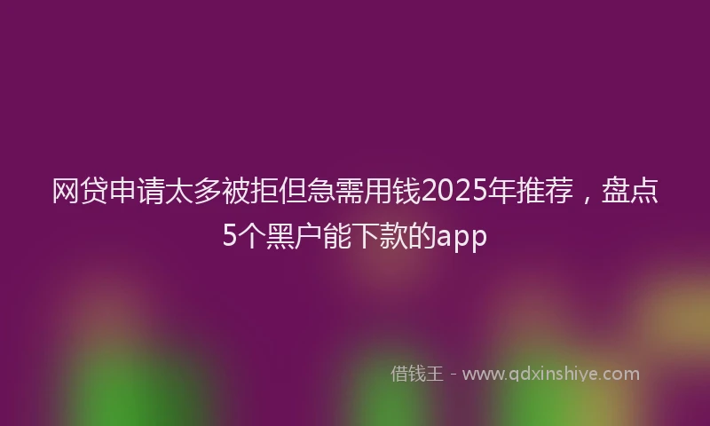 网贷申请太多被拒但急需用钱2025年推荐，盘点5个黑户能下款的app