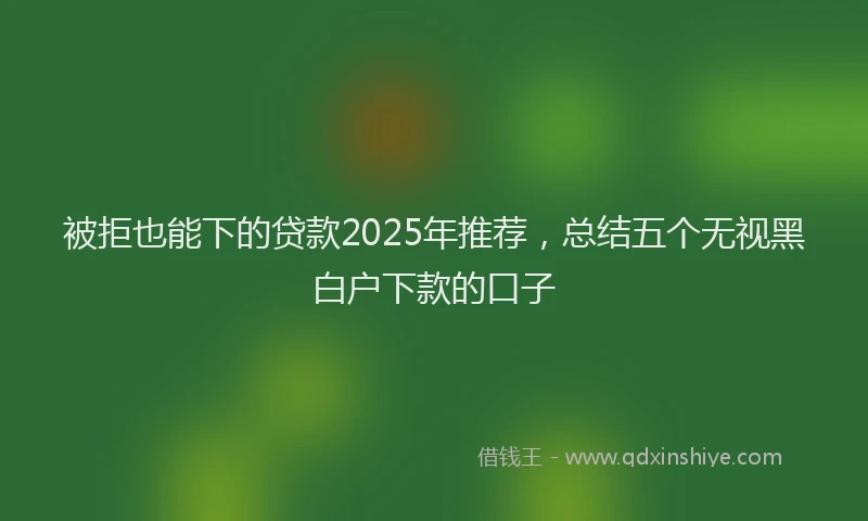 被拒也能下的贷款2025年推荐，总结五个无视黑白户下款的口子