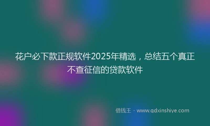 花户必下款正规软件2025年精选，总结五个真正不查征信的贷款软件
