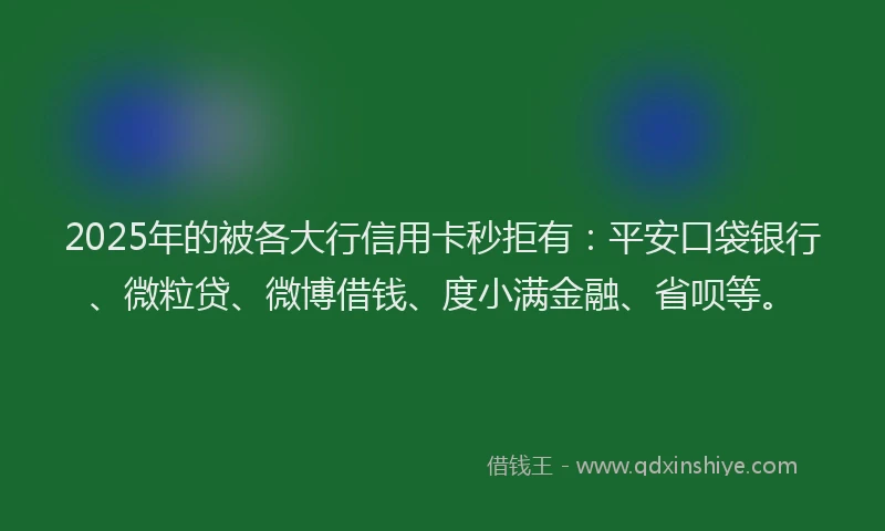 2025年的被各大行信用卡秒拒有：平安口袋银行、微粒贷、微博借钱、度小满金融、省呗等。
