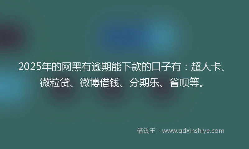 2025年的网黑有逾期能下款的口子有：超人卡、微粒贷、微博借钱、分期乐、省呗等。
