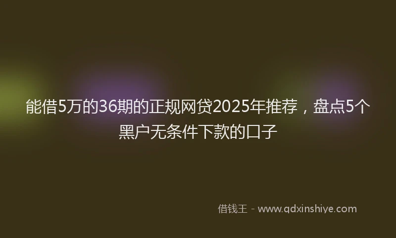能借5万的36期的正规网贷2025年推荐，盘点5个黑户无条件下款的口子