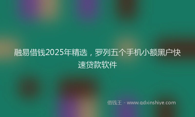 融易借钱2025年精选，罗列五个手机小额黑户快速贷款软件