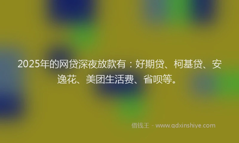 2025年的网贷深夜放款有：好期贷、柯基贷、安逸花、美团生活费、省呗等。