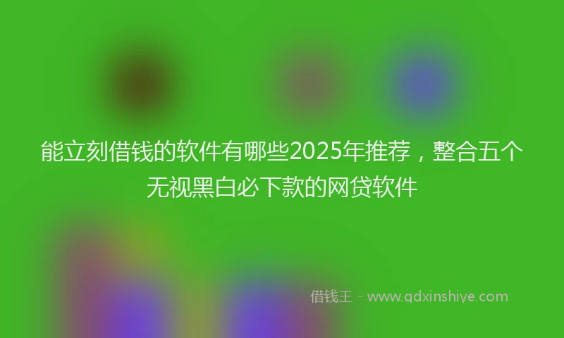 能立刻借钱的软件有哪些2025年推荐，整合五个无视黑白必下款的网贷软件