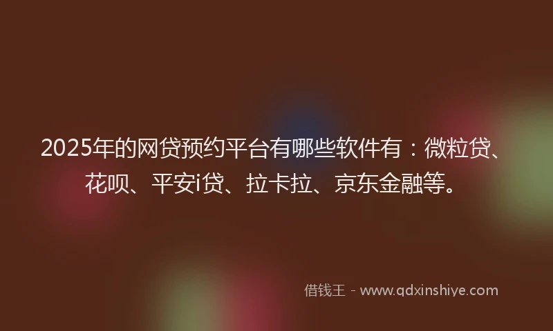 2025年的网贷预约平台有哪些软件有：微粒贷、花呗、平安i贷、拉卡拉、京东金融等。