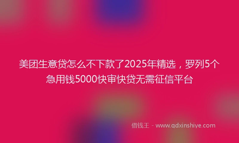 美团生意贷怎么不下款了2025年精选，罗列5个急用钱5000快审快贷无需征信平台