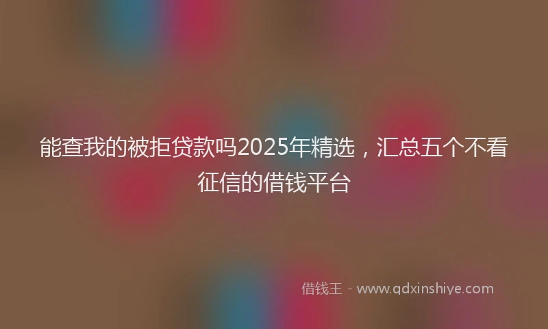 能查我的被拒贷款吗2025年精选，汇总五个不看征信的借钱平台