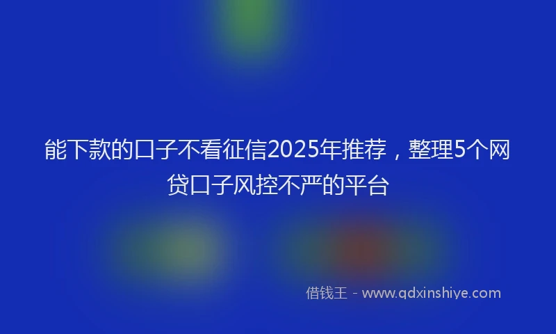 能下款的口子不看征信2025年推荐，整理5个网贷口子风控不严的平台