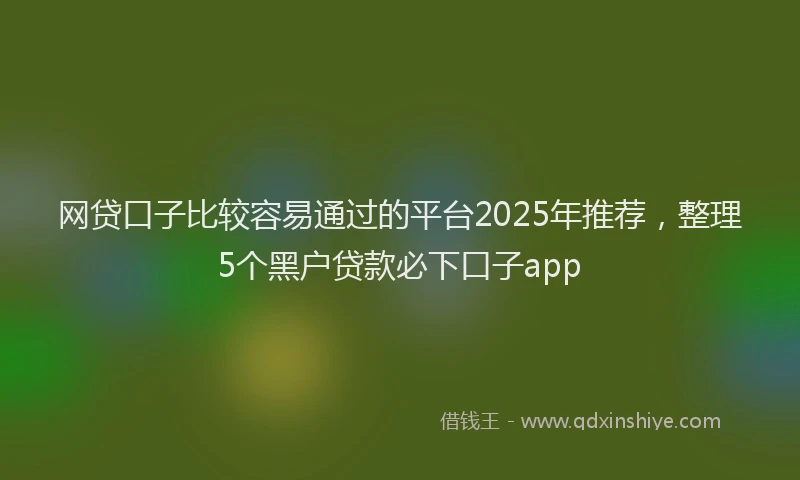 网贷口子比较容易通过的平台2025年推荐，整理5个黑户贷款必下口子app