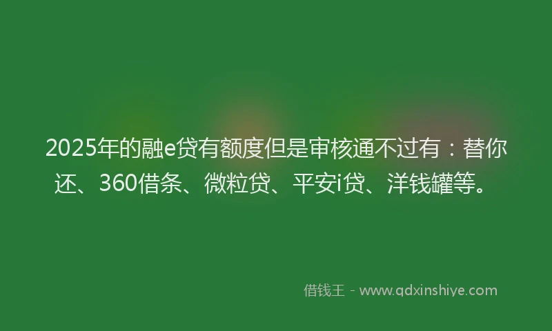 2025年的融e贷有额度但是审核通不过有：替你还、360借条、微粒贷、平安i贷、洋钱罐等。