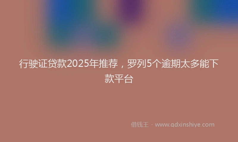 行驶证贷款2025年推荐，罗列5个逾期太多能下款平台