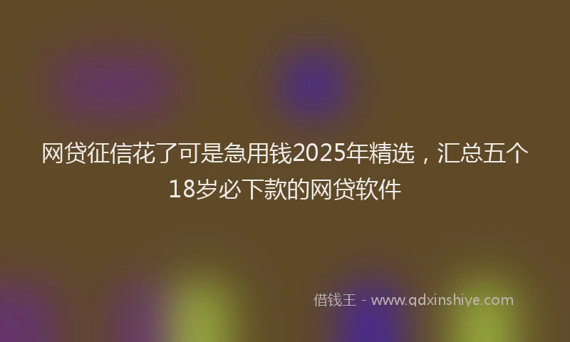 网贷征信花了可是急用钱2025年精选，汇总五个18岁必下款的网贷软件