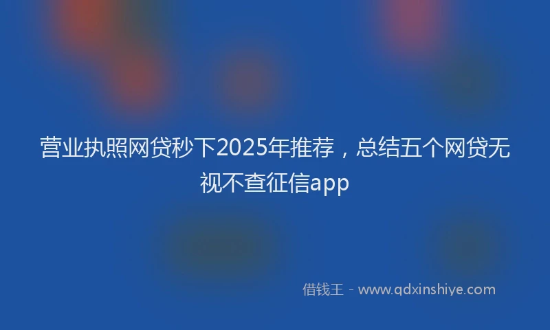 营业执照网贷秒下2025年推荐，总结五个网贷无视不查征信app