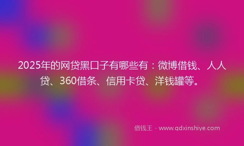 2025年的网贷黑口子有哪些有：微博借钱、人人贷、360借条、信用卡贷、洋钱罐等。