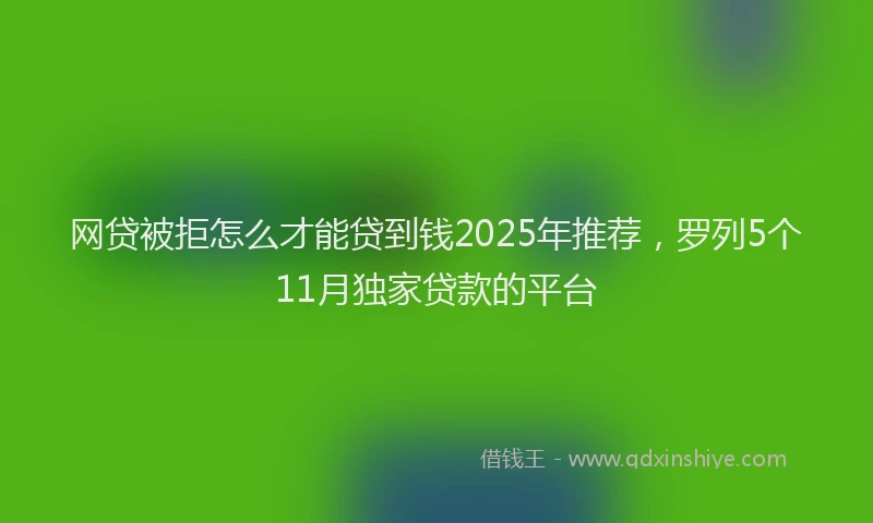 网贷被拒怎么才能贷到钱2025年推荐，罗列5个11月独家贷款的平台