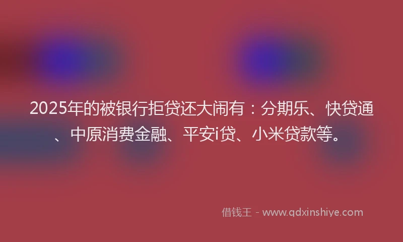 2025年的被银行拒贷还大闹有：分期乐、快贷通、中原消费金融、平安i贷、小米贷款等。