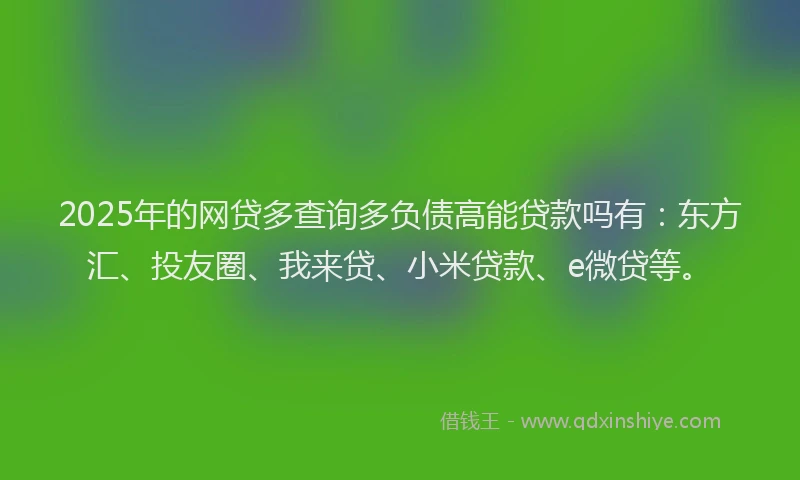 2025年的网贷多查询多负债高能贷款吗有：东方汇、投友圈、我来贷、小米贷款、e微贷等。