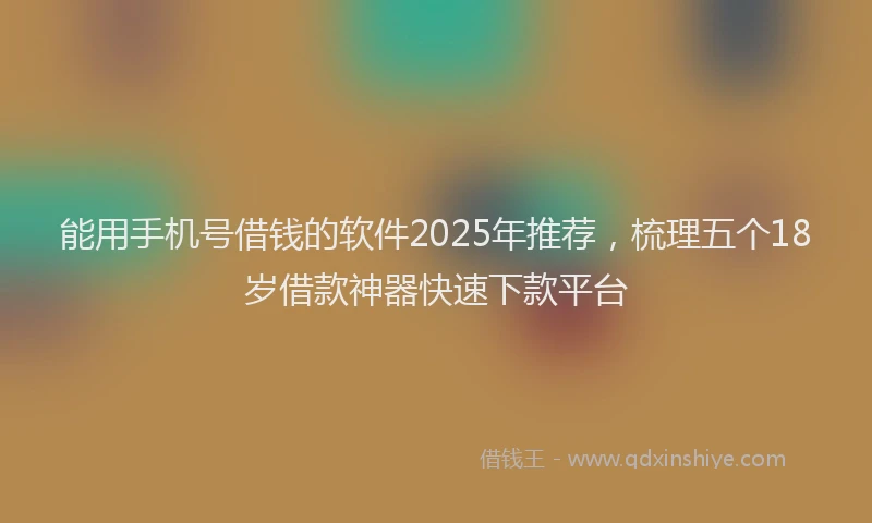 能用手机号借钱的软件2025年推荐，梳理五个18岁借款神器快速下款平台