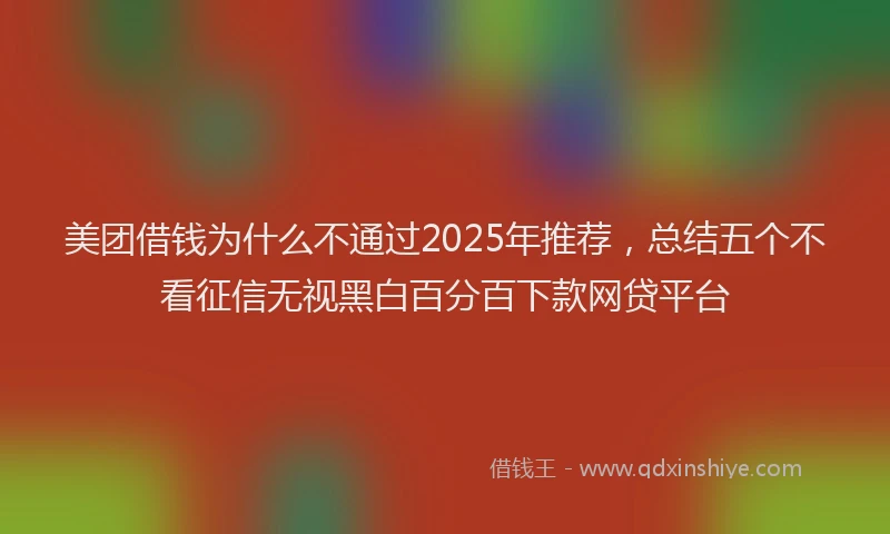 美团借钱为什么不通过2025年推荐，总结五个不看征信无视黑白百分百下款网贷平台
