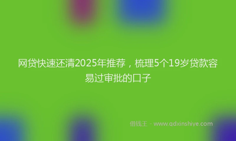 网贷快速还清2025年推荐，梳理5个19岁贷款容易过审批的口子