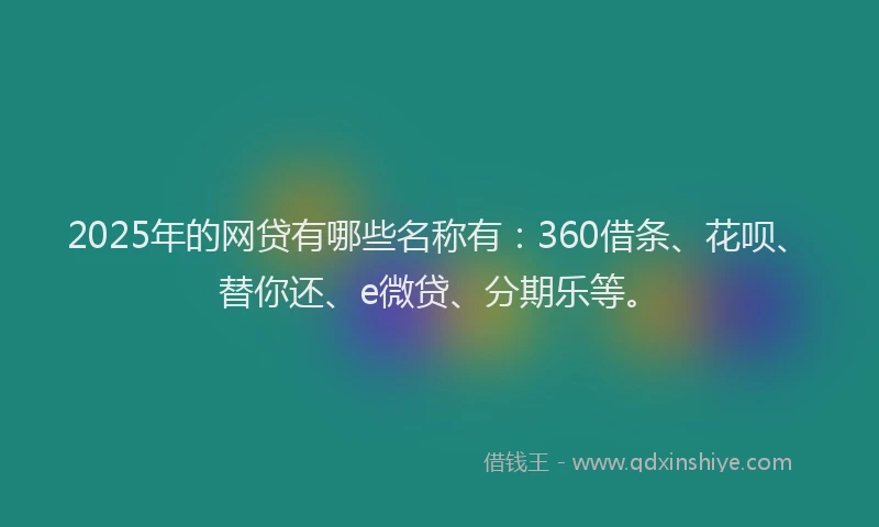 2025年的网贷有哪些名称有：360借条、花呗、替你还、e微贷、分期乐等。