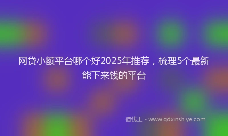 网贷小额平台哪个好2025年推荐，梳理5个最新能下来钱的平台