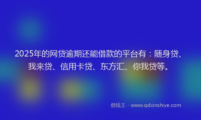 2025年的网贷逾期还能借款的平台有：随身贷、我来贷、信用卡贷、东方汇、你我贷等。