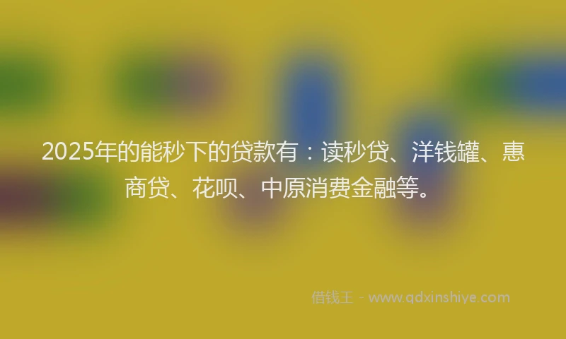 2025年的能秒下的贷款有：读秒贷、洋钱罐、惠商贷、花呗、中原消费金融等。