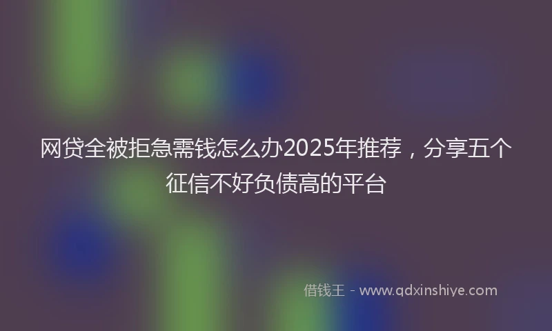 网贷全被拒急需钱怎么办2025年推荐，分享五个征信不好负债高的平台