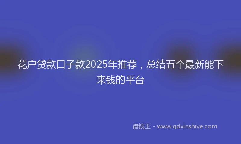 花户贷款口子款2025年推荐，总结五个最新能下来钱的平台